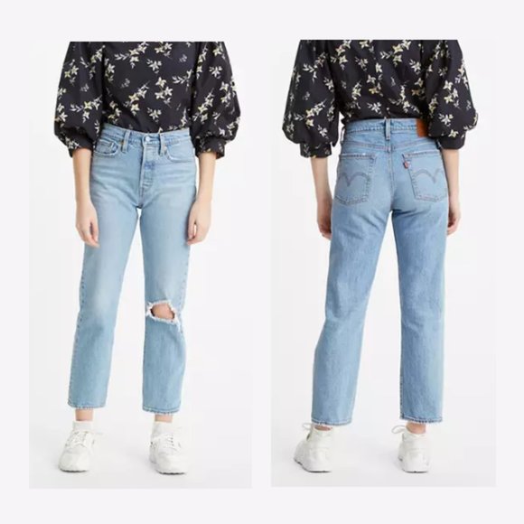Levi's Denim - LEVI'S Women's 29 Wedgie Straight Fit Distressed Cotton Blend 26" Ankle Jeans
